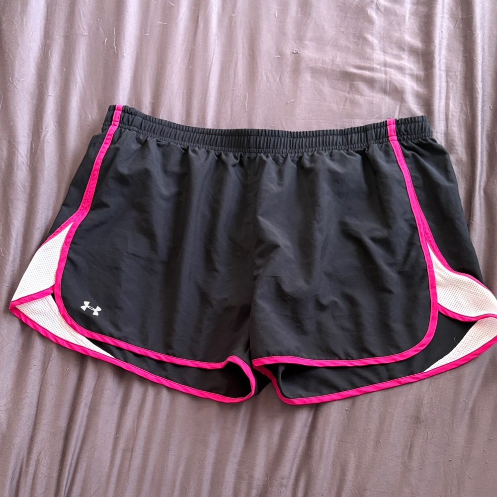 Under Armour Black Athletic Shorts with Pink Trim